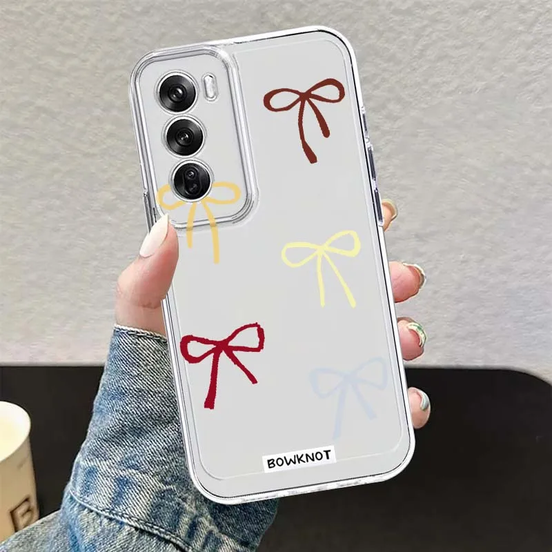 Etui na telefon z wzorem kokardki dla OPPO A11 A16 A55 A56 A57 A72 A52 A73 A74 A54 A76 A78 A58 A98 Pro 5G TPU Przezroczyste