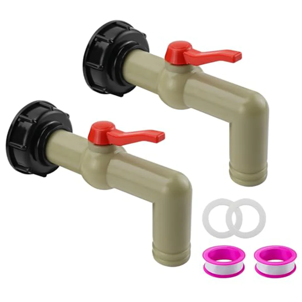 Plastic Faucet Accessories Kit for 1000L Rainwater Tanks Includes Two Connectors Gaskets Covers and Tapes for Easy Setup