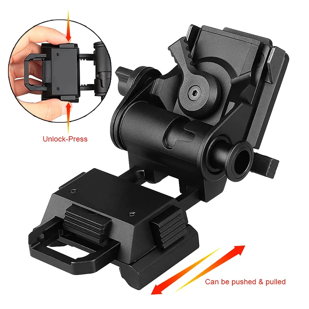 BOOIU-NVG Metal Helmet Mount, alumínio ajustável, capacete tático para PVS15/18, montagem de óculos de visão noturna, L4G24