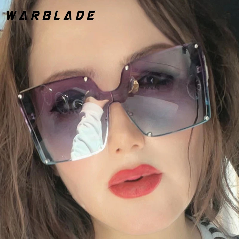 

Luxury Rivets Punk Square Frame One - Piece Women's Sunglasses Personality Design Hollow Men Sunglass Travel Drive Eyewear UV400