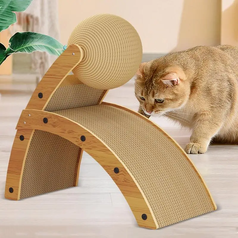 household Cat Scratcher Board Wooden Cat Scratchers With Ball Safe Pet Supplies Scratching Pads For Indoor Cats and Kittens