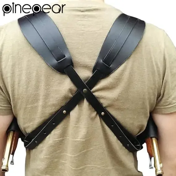 PinePear ルネッサンス中世騎士フリントロックガンストラップダブルホルステ調節可能なスチームパンク海賊コスプレハロウィンアクセサリー
