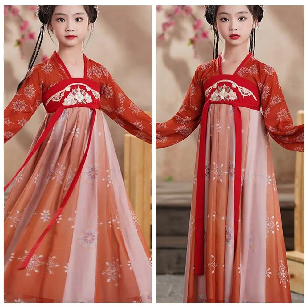 Folk Dance Chinese Children Girls Hanfu Cosplay Performance Dance Robe Cosplay Chinese Kids Girls Ancient Dress Tang Dynasty