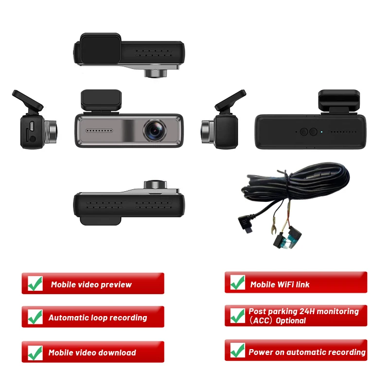 Dash Cam auto car dvr 2K Mobile Wifi USB Glass lens Rear View Night Vision HD 1440P video camera driving recorder black box