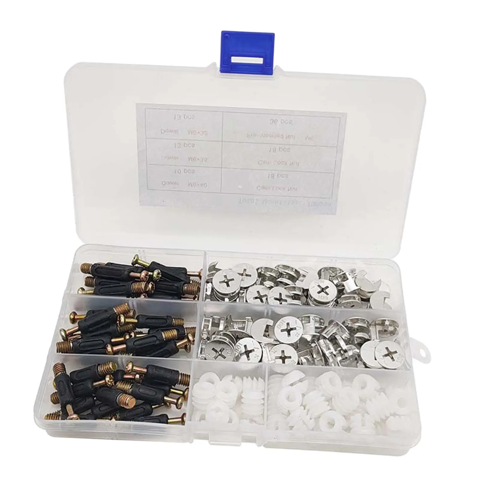 

108x Furniture Connection Fittings Kit Furniture Fasteners Joint Connector Hardware Connectors for Splicing Cabinet Wardrobe