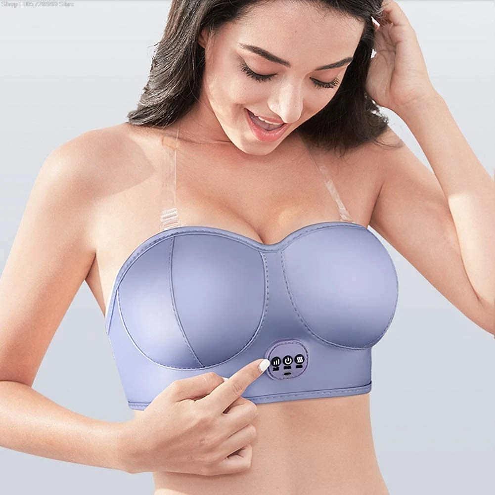 Wireless Electric Breast Massage Bra Hot Compress Breast Enhancement Instrument for Breast Lift Enlargement Shaping