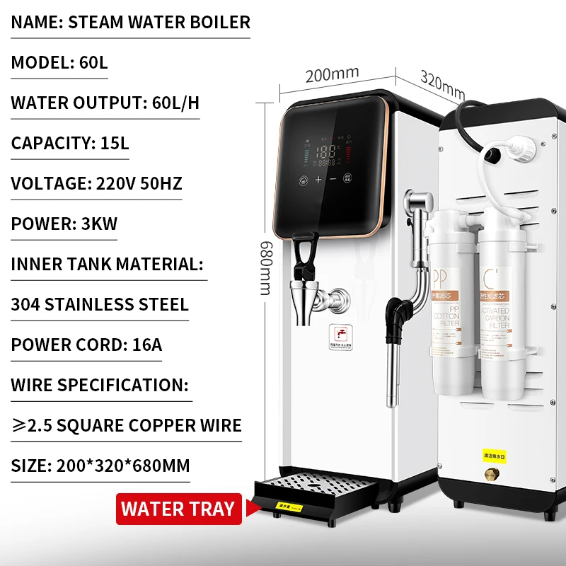 Caldeira de água passo a passo comercial máquina de extração de chá elétrica a vapor leite loja de chá bar espuma de leite máquina de água quente
