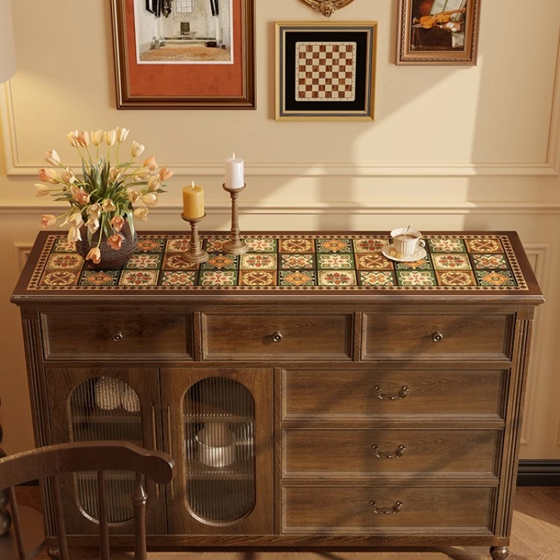 

Кожаный коврик для стола в стиле ретро, универсальный коврик для столешницы, водонепроницаемый чехол для ТВ-шкафа, устойчивый к царапинам, защита для серфинга для кухни