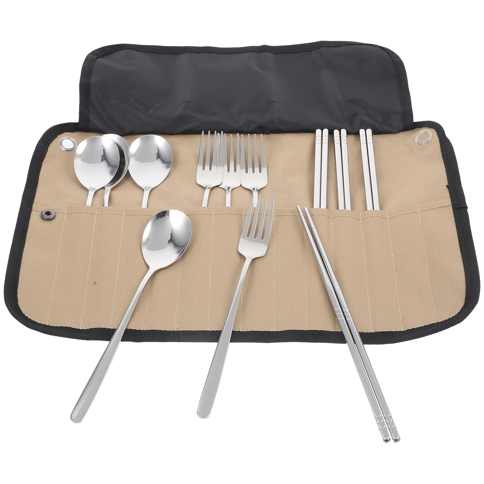 

1 set 1 Set Tableware Set Portable Lightweight Cutlery Storage Bag Picnic Hiking Bbq Outdoor Activities Gift For Lovers Camping