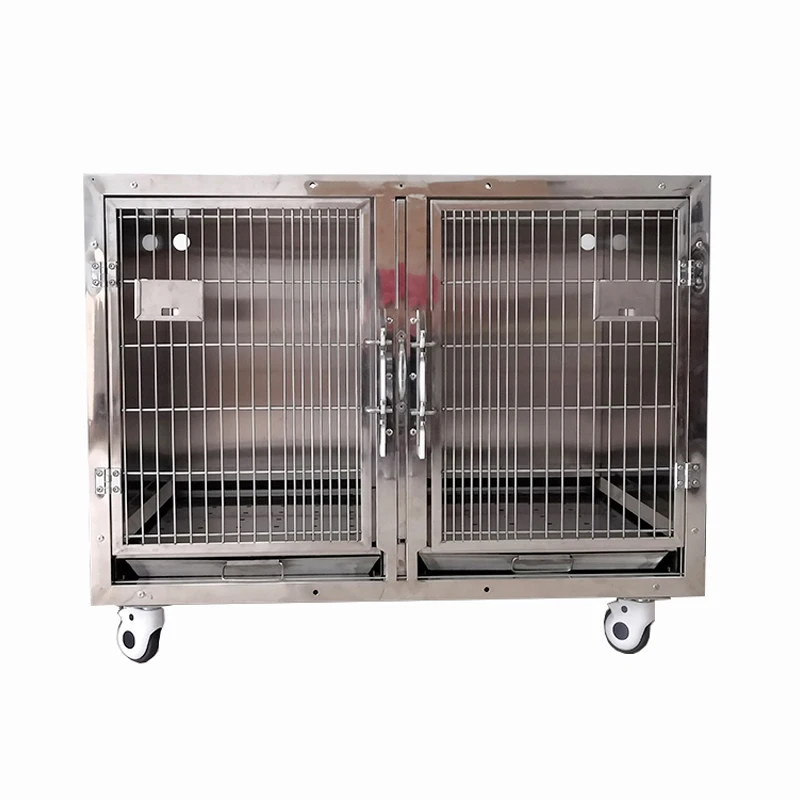 LIZE Vet Cage Pet Inpatient or Grooming Salon Cage Can Be Combined Cage Heavy-duty Stackable 304 Stainless Steel - Simple S-M-L