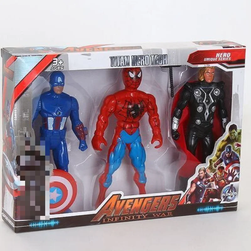 Figuras móviles luminosas de Los Vengadores, Thanos, Iron Man, Spider-Man, Hulk, modelo personalizado creativo, adornos, juguetes para niños