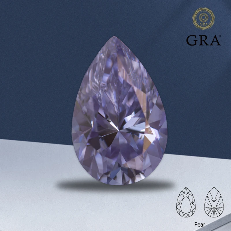 

Moissanite Pear Cut Light Purple Color with GRA Certificate Lab Grown Diamond for Diy Charms Jewelry Making Necklace Materials