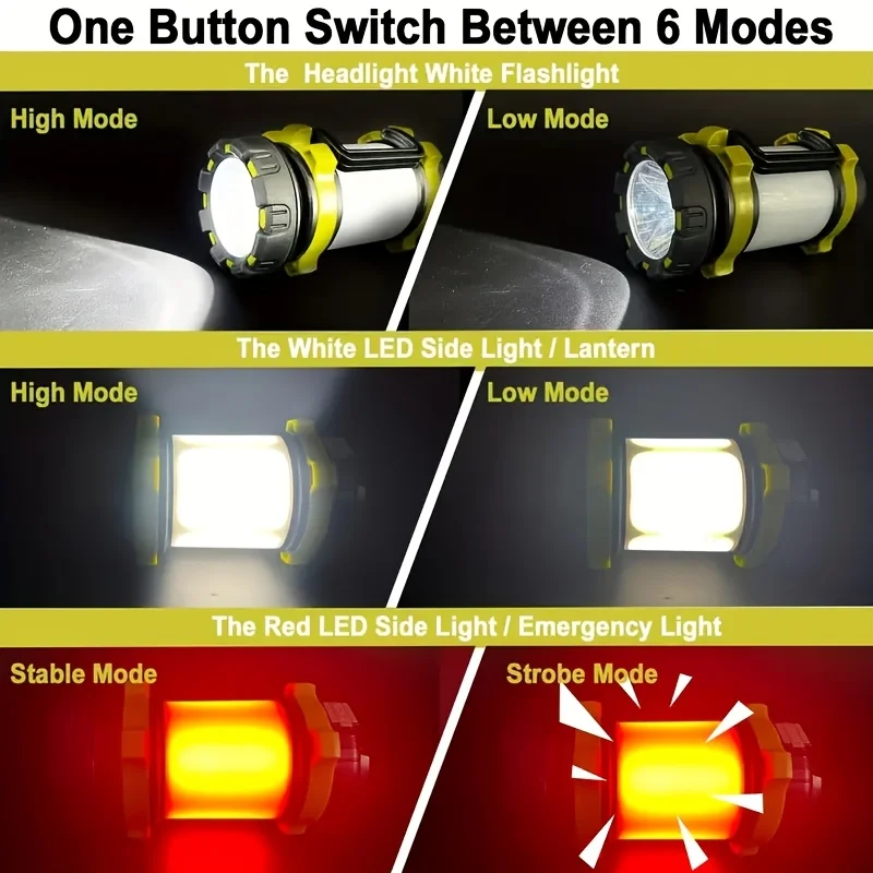 Rechargeable LED Camping Light 1000LM Lantern Flashlight 6 Modes 4000mAh Power Bank for Power Outage Hurricane Outdoor Hiking