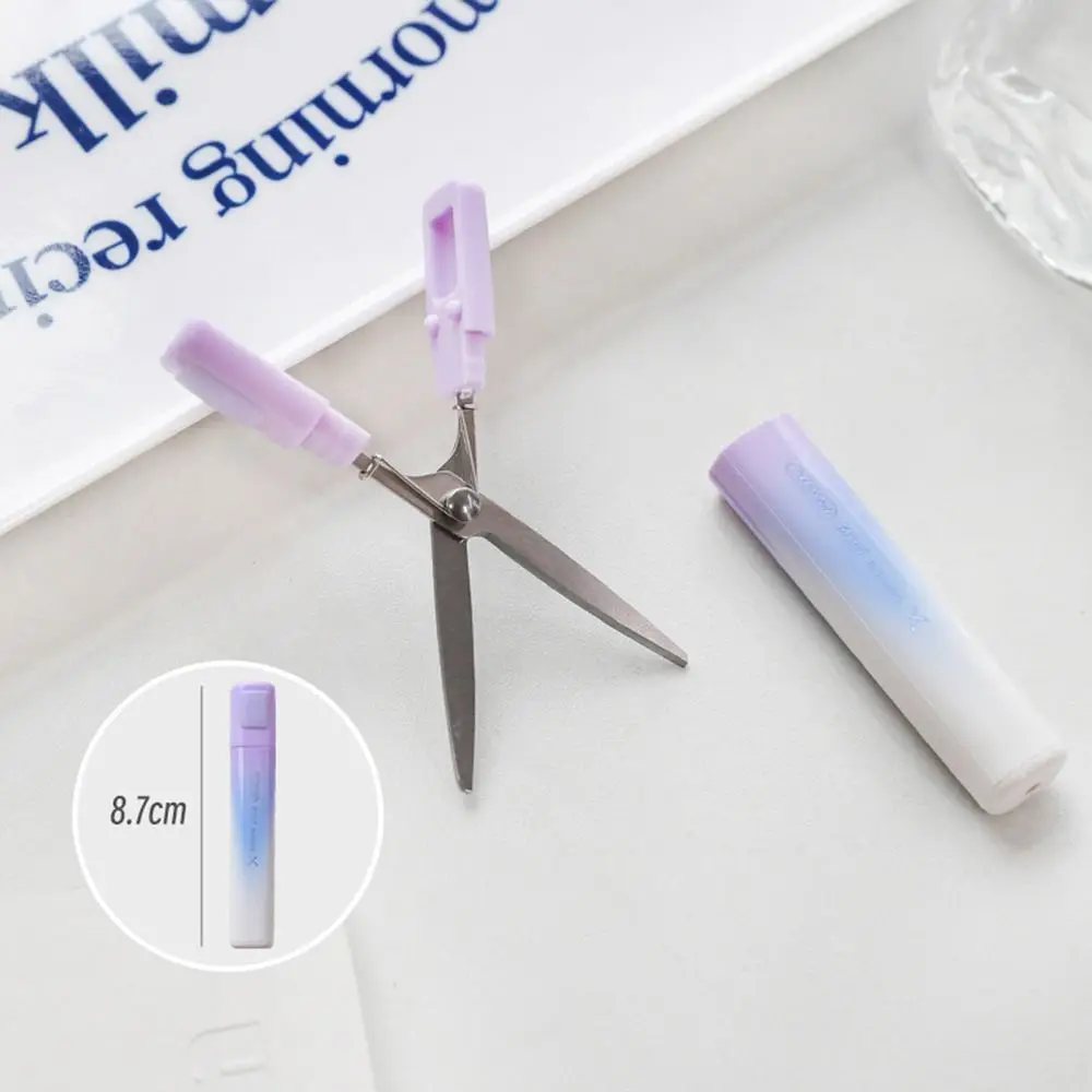 Multifunctional Ins Style Mini Pocket Scissors Gradient Color Paper Cutting Tool Student Handwork Art Tool School Supplies