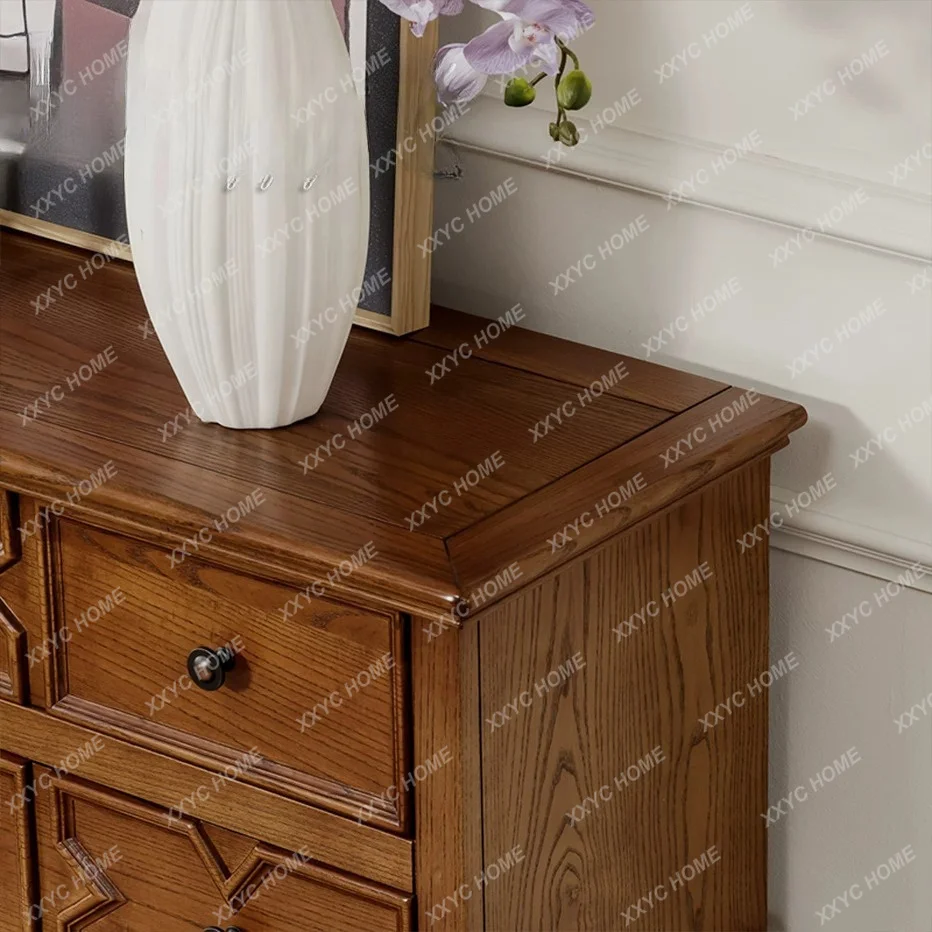 Solid Wood Entryway Cabinet Vintage  Living Room Hallway Mid Century Modern Console Table