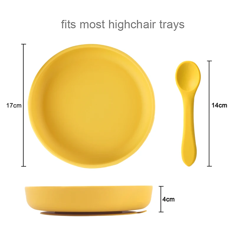 2Pcs/Set Silicone Baby Feeding Plate Tableware For Kid Waterproof Suction Dishes With Spoon Children Train Baby Stuff