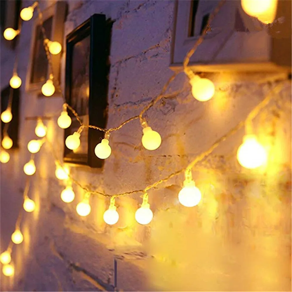 Imagem -03 - Luzes Led Ball String para Decoração de Casa Lâmpada de Natal Guirlandas de Fadas ao ar Livre Feriado Casamento Lâmpada de Decoração de Ano Novo 5m 10m 20m 30m 50m