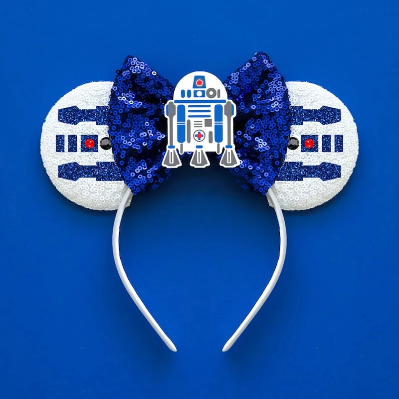 Disney Ears Headbands Women Anime Star Wars Hairbands Friends Sequins Bow Master Yoda Headwear Girls R2-D2 Hair Accessories Kids