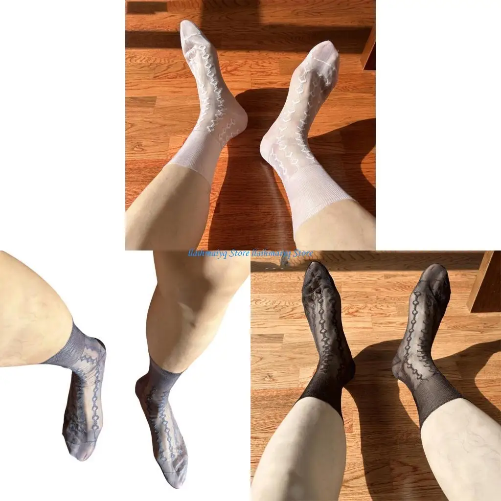 

573B Men Dress Socks Casual Business Socks Nylon Work Trouser Sock Middle Tube Socks