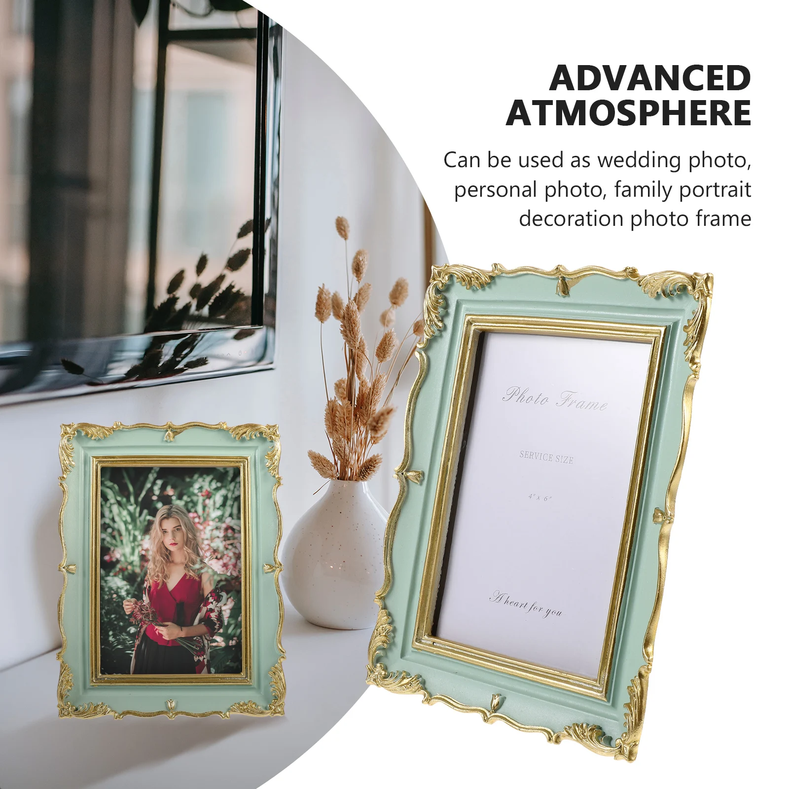 

1Pcs Vintage Photo Frame Retro Decorative Picture Frame for Home Display Desktop Art Wedding Gift Resin Picture Holder