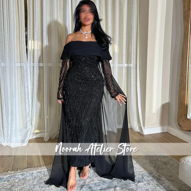 Elegante sereia vestido de noite fora do ombro luxo formal baile de formatura vestido de festa de casamento para mulher com overskirt personalizado 2025