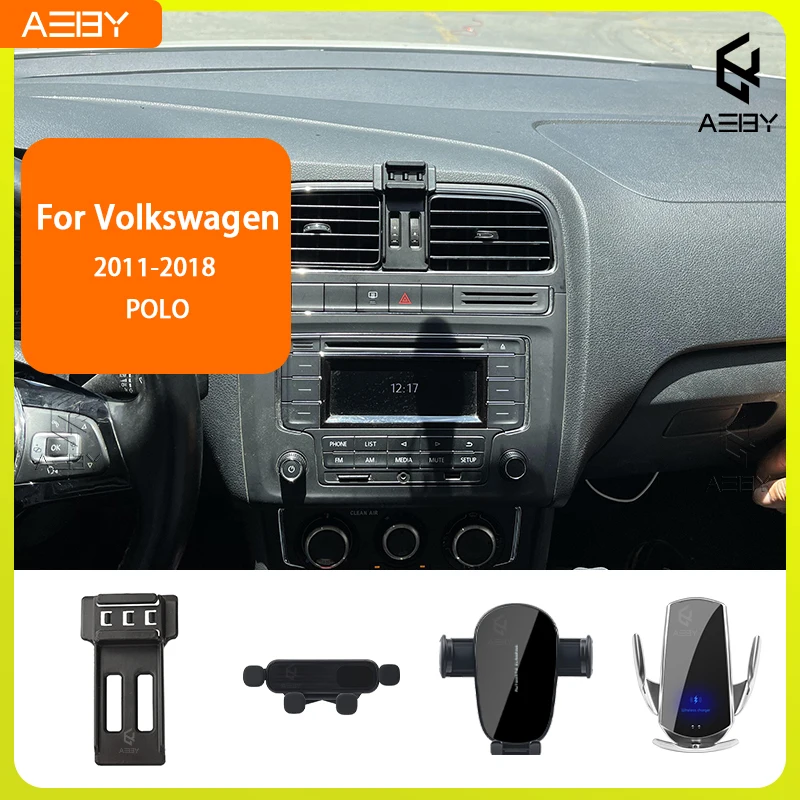 Für Volkswagen POLO 2011-2018 Handyhalterung Auto-Mobiltelefon-Halterung Spezielle Fixierte Halterung Basis Kabellose Ladestation Innenraum