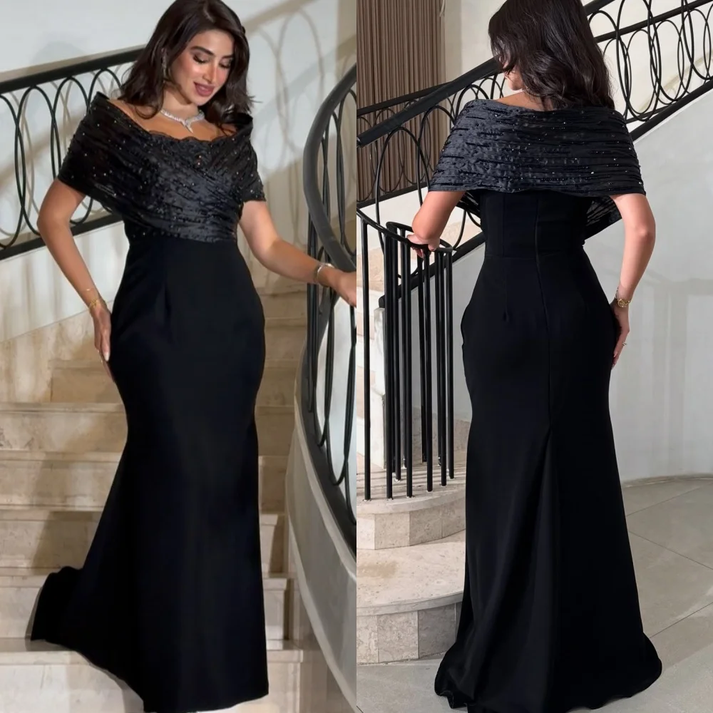 

Customized High Quality Fashion Jersey Beading Ruched Mermaid Off-the-shoulder Long Dresses Bespoke Occasion Dresses Matching