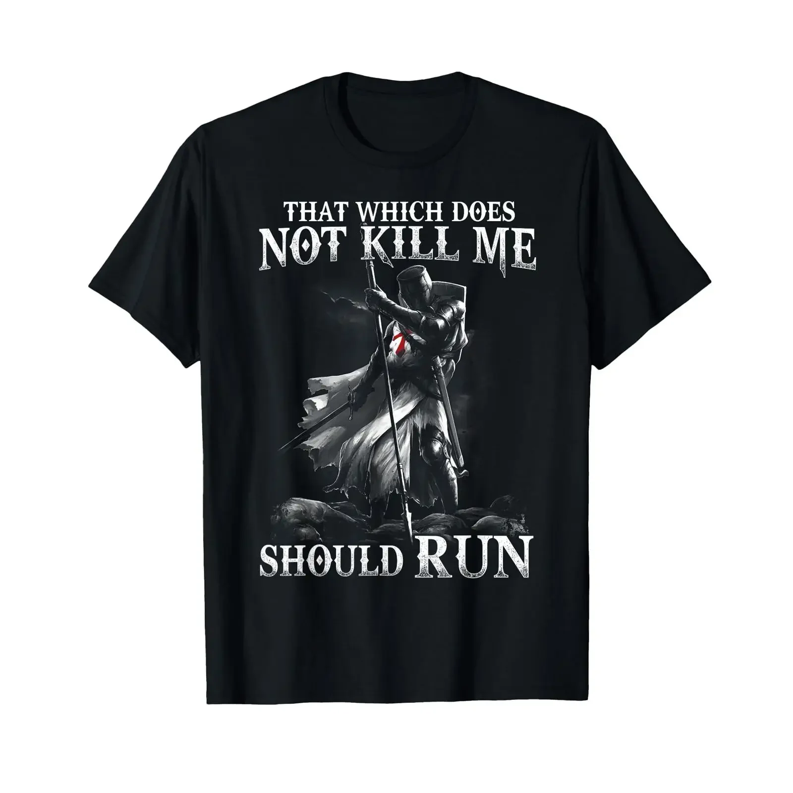 Knight Templar That which does not kill me T Shirt vintage Washed Versatile Top For Everyday Wear streetwear graphic fashion
