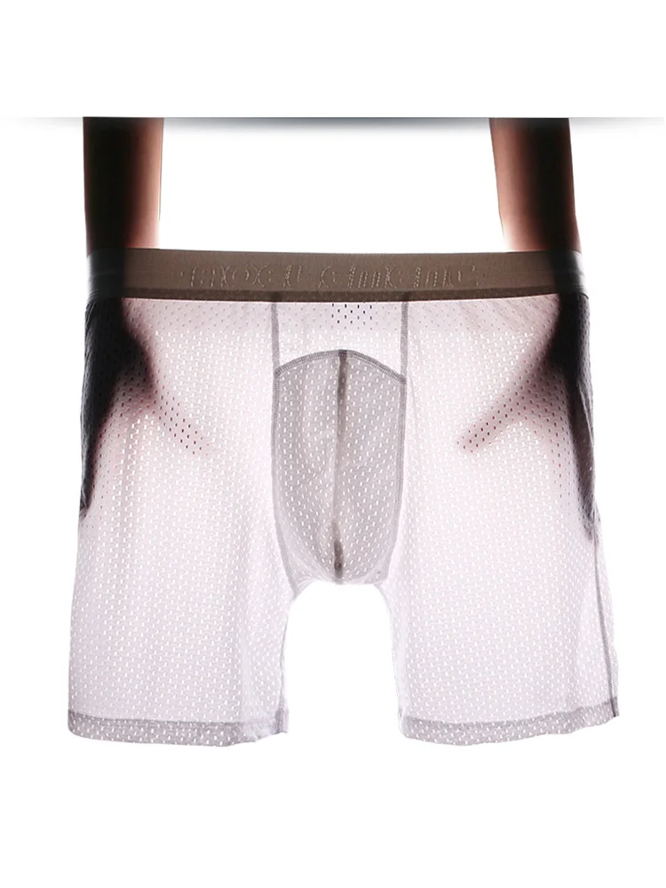 

Профессиональные мужские удлиненные спортивные трусы-боксеры из ледяного шелка с защитой от натирания, дышащие, быстросохнущие, для бега, с удлиненными штанинами