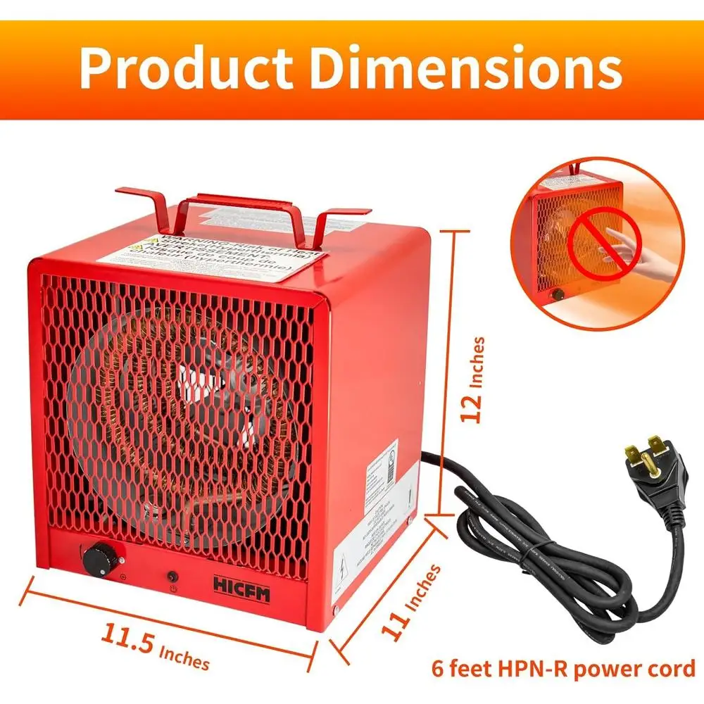 Termoventilatore elettrico portatile 240V 4800W Termostato per riscaldamento rapido Controllo Motore chiuso Caratteristiche di sicurezza Uso interno Design durevole