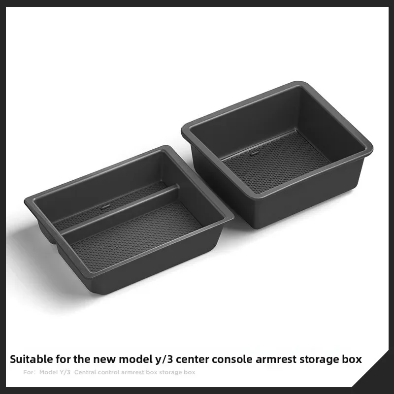 Organisateur de console centrale pour Tesla Model Y Juniper 2025-2026, ensemble de boîtes de rangement coulissantes pour accoudoir, accessoires intérieurs en TPE/ABS