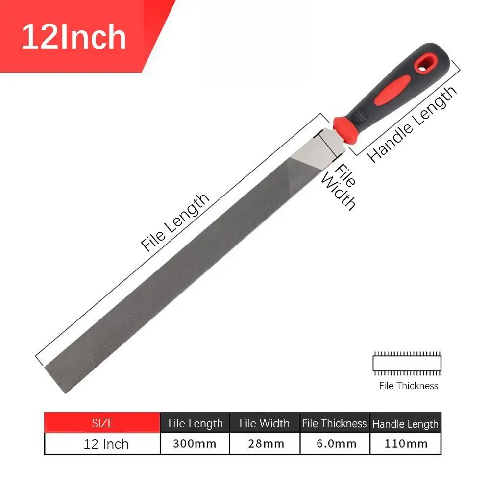 Durable Steel Fine File Sharpening Straightening Flat Files Hand Tool 6/8/10/12Inch Polishing File