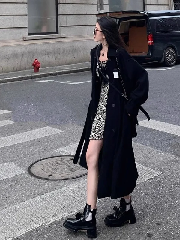 

Hebe Sle Mid-Length Bla Coat Women's Spring Autumn New Small Size Briti Sle Korean System Trendy Jaet Commute