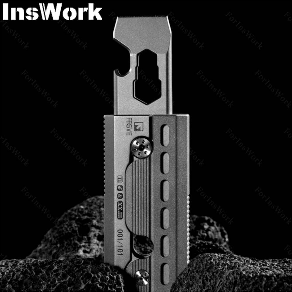 FEGVE Titanium Alloy Edc Pry Bar Bottle Opener Wrench Multifunctional Tool Carry-on Pieces Outdoor Survival Stress Relief Toy