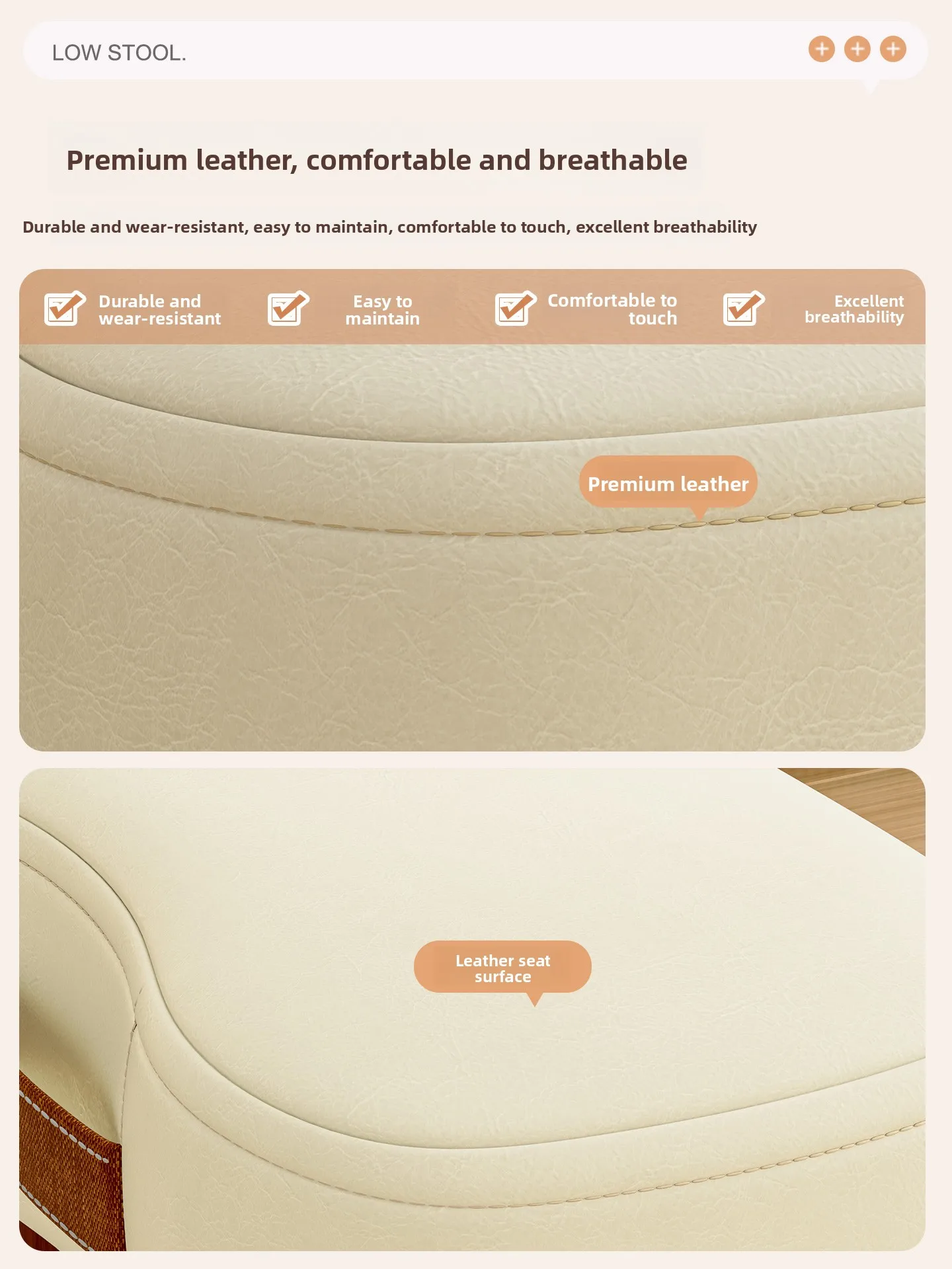 Compact Footrest Stool Simple Design Sofa Side Table Shoe Changing Stool Soft Padded Living Room Furniture Small Stool