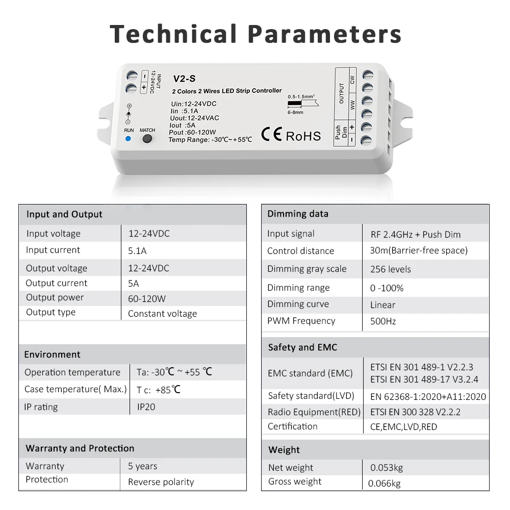 Mjc 5M CCT światło pasek COB LED 2 przewody 12V pilot bezprzewodowy RF podwójny biały zestaw regulatorów z elastyczną wstążką z możliwością