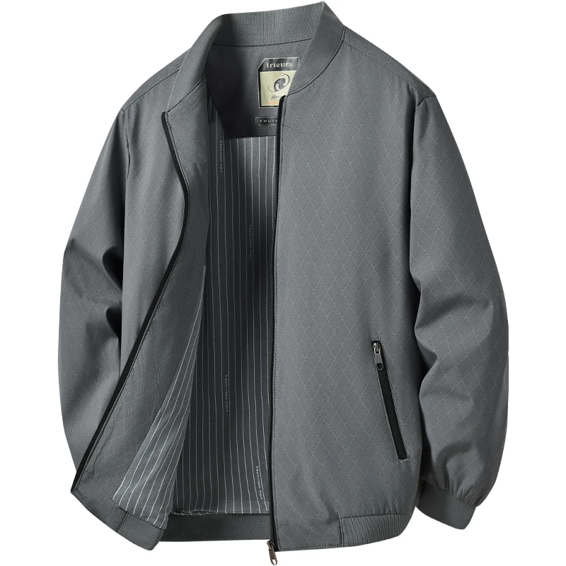 

Paimon Men's Casual Faion Diamond Pattern Hidden Texture Stand Collar Warm Jaet Dad Clothes Busin Gentleman Sle