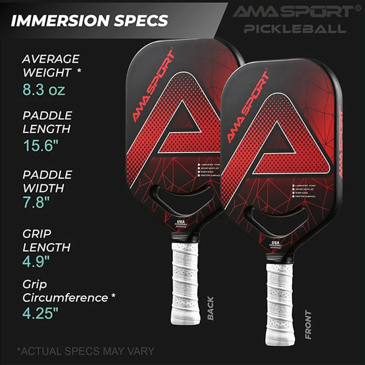 AMASPORT paletas Pickleball, superficie De fibra De carbono Popular, núcleo De nido De abeja De polímero, Pala De Pádel para entrenamiento deportivo