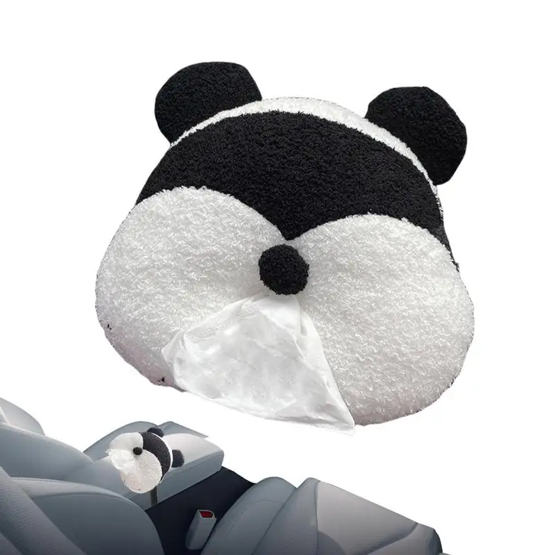 

Car Tissue Box Plush Panda Cartoon Car Tissue Holder Napkin Case Backseat Headrest Tissue Organizer Auto Animal Decor For Car