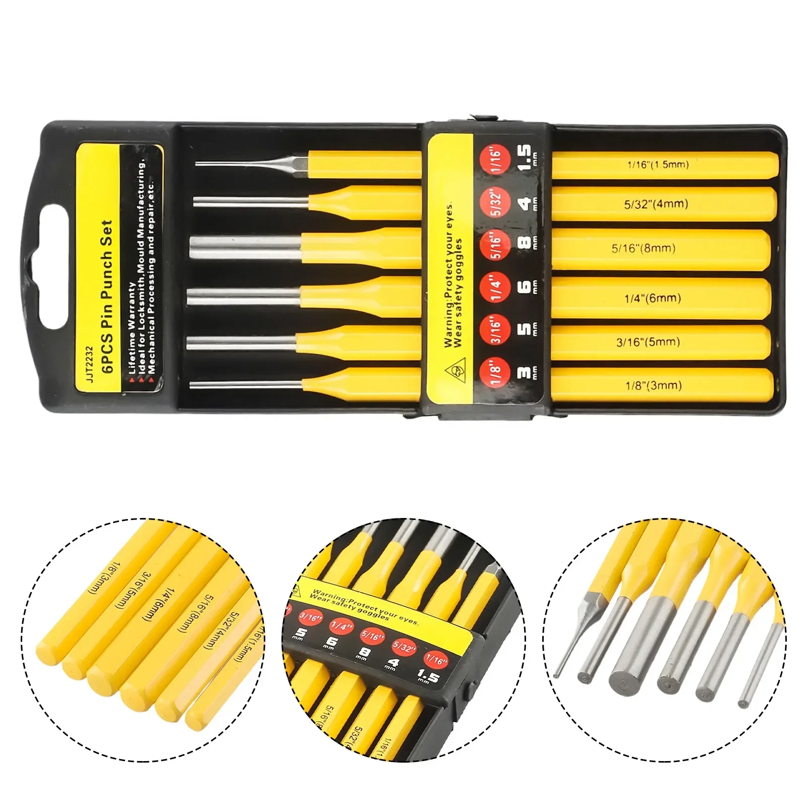 Imagem -03 - Roll Pin Punch Conjunto para Removedor de Caça Heavy Duty Steel Pistol Round Head Pins Hand Tool Kit Pcs