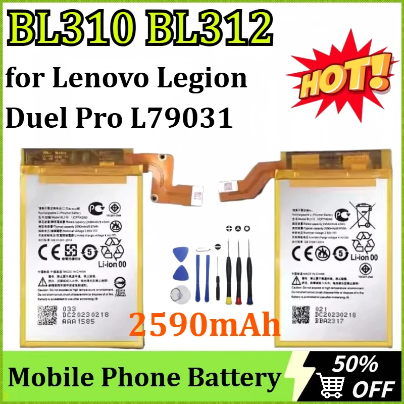 

Новый обновленный аккумулятор BL310 BL312 2590 мАч для Lenovo Legion Duel Pro L79031, сменный аккумулятор высокой емкости для мобильного телефона + инструмент