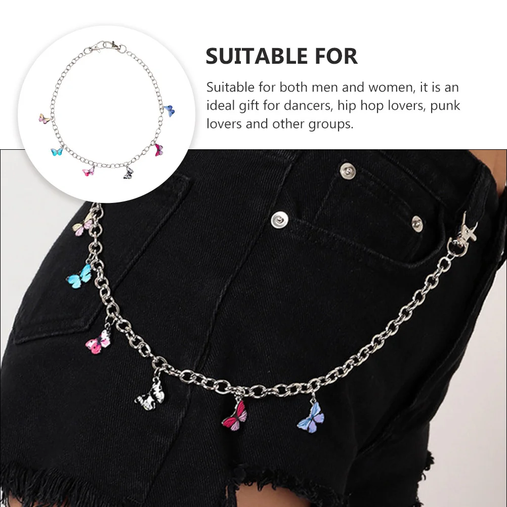

1pc Metal Punk Waist Chain Silver Lightweight Durable Trousers Chain For Jeans Hip Hop Dance Performance Clothing Accessory