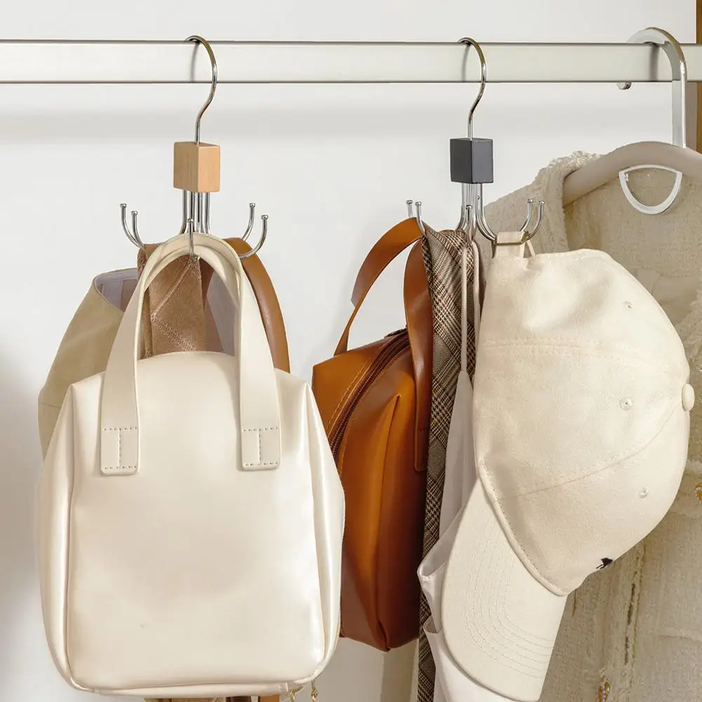 Rotatable Belt Hanger Hook  6 Hooks Closet Organizer Hook Durable Wardrobe Storage Rack For Belt Scarf Hat Tie Bag Household
