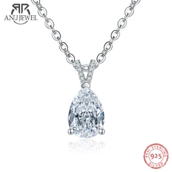AnuJewel 2.5ct D Color Pear Cut  Teardrop Moissanite Diamond Pendant  Neckalce 925 Sterling Silver Necklace Jewelry