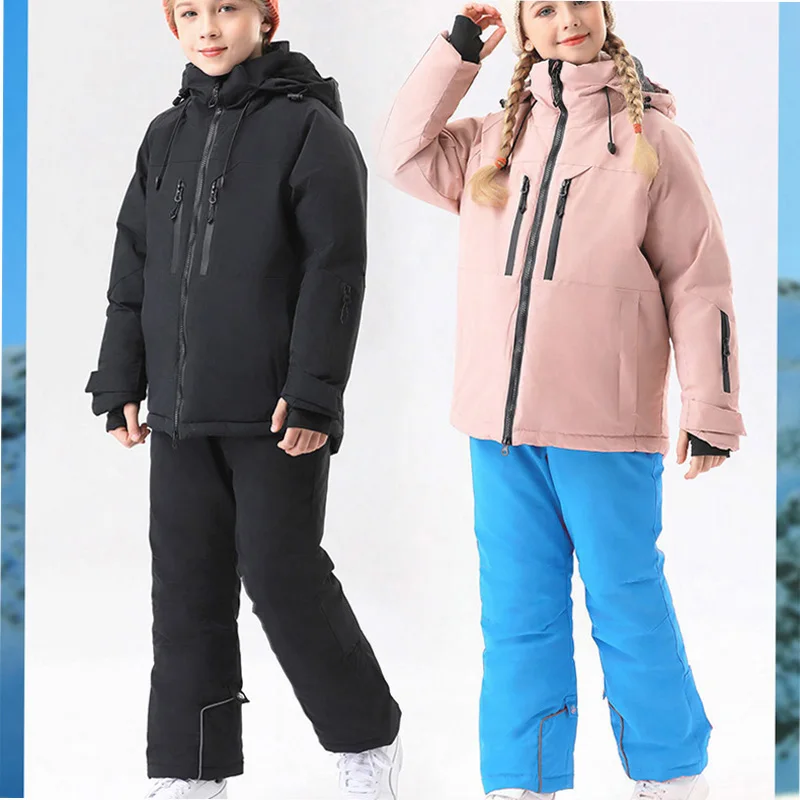 Children's Ski Wear Snowboard Girls Outdoor Sports Thickened Waterproof Windproof Warm Cotton Boys Baby Skiing Clothes Pants