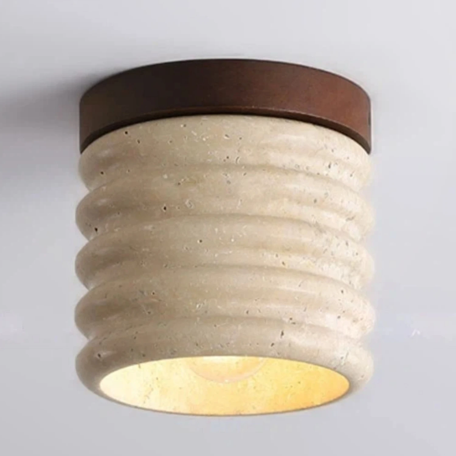 Janpanese Wabi Sabi Yellow Travertine Stone Celling Light Vintage Lamp for Corridors Bedroom Living Room Indoor Home Decoration