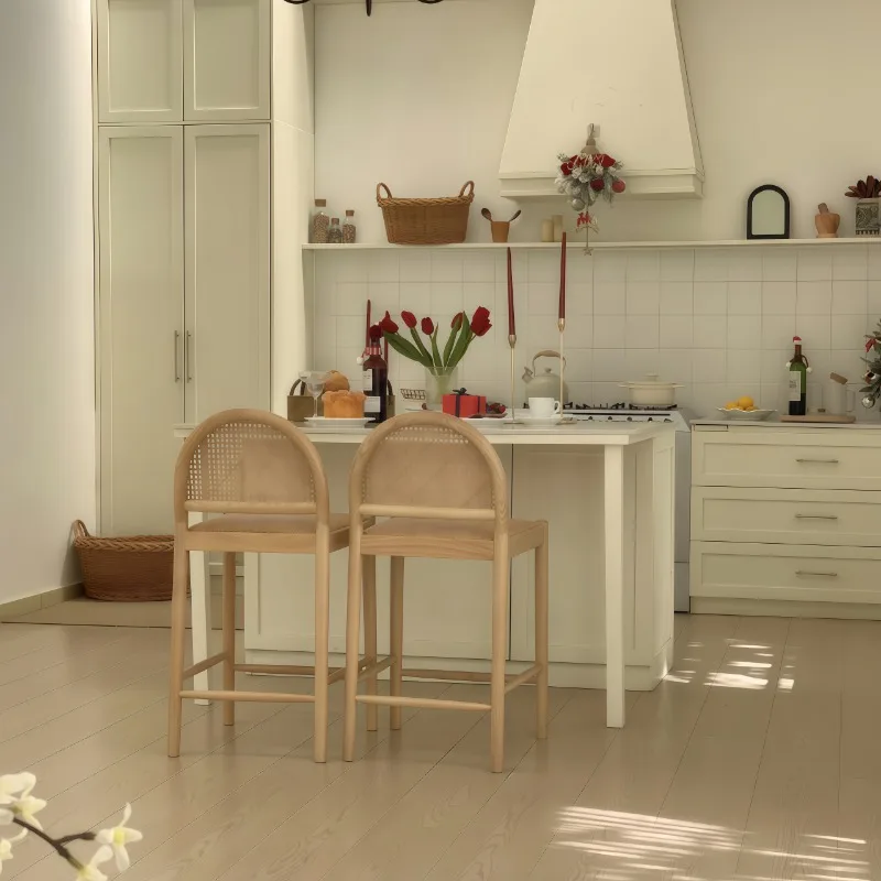 レストラン ミニマリスト バーチェア 美的 リラックス デザイナー アクセント ウッド バーチェア キッチン バルコニー タブレテ アルト ホーム家具