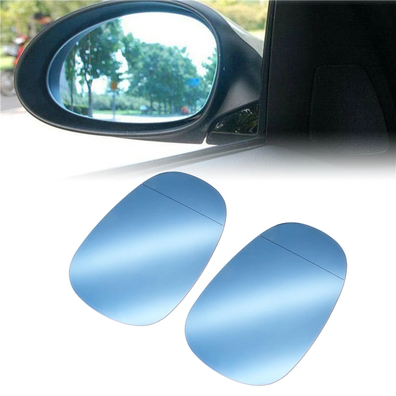 One Pair High Quality ABS Car Wide Angle Wing Mirror Glass Heated Rearview Blue Glass For BMW E90 E92 E93 2009 2010 2011 2012