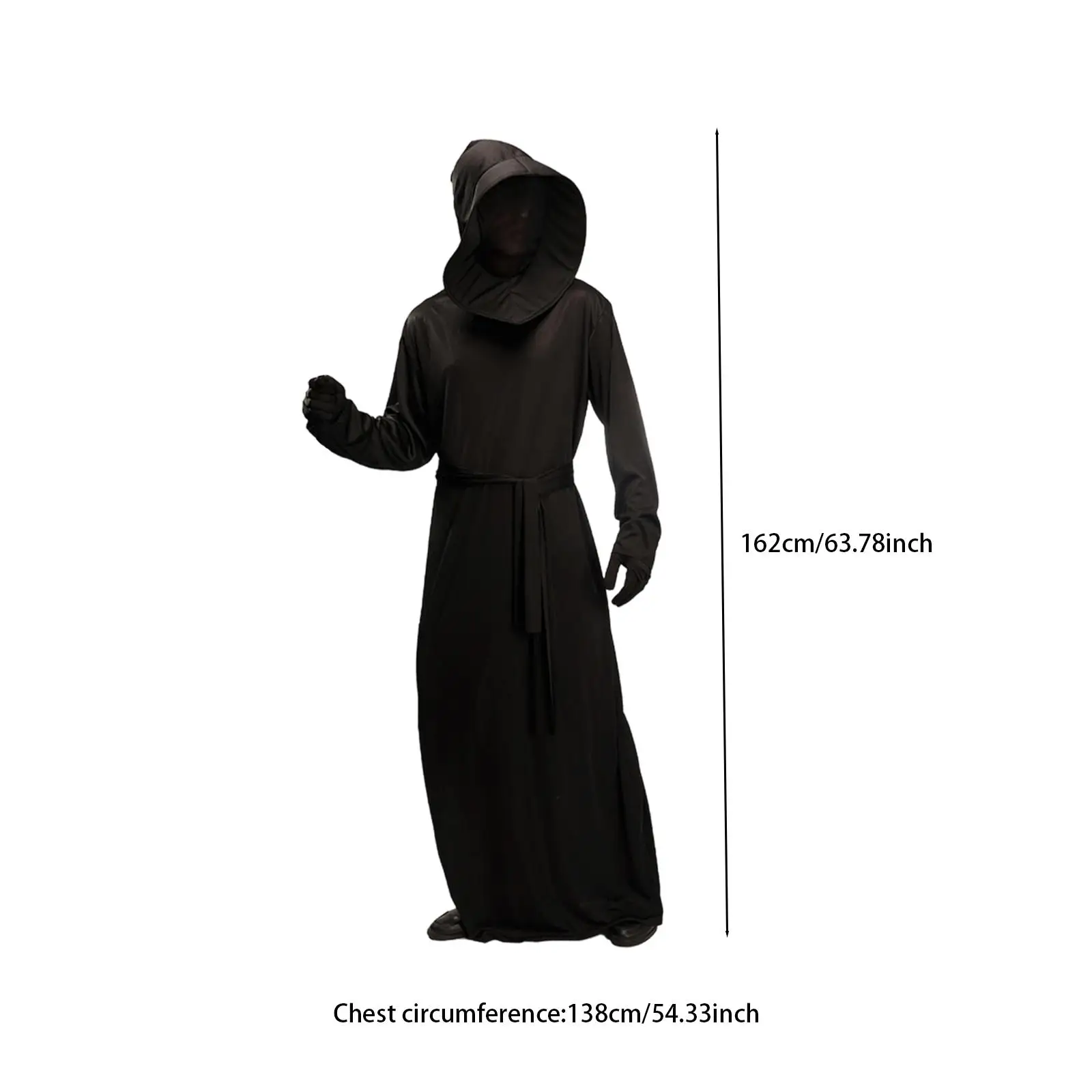 فستان تنكري للهالوين من البوليستر مع غطاء للرأس لحفلات المهرجانات والعطلات #6