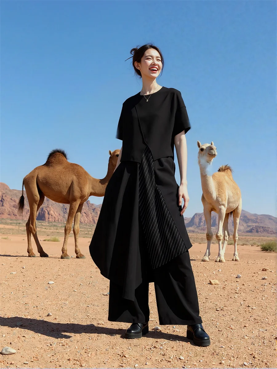 Damenhose, Bell-Bottom, abgestuft, Haremshose, locker, lässig, bequem, elastische Taille, mehrere Taschen, Sommer, leicht, atmungsaktiv